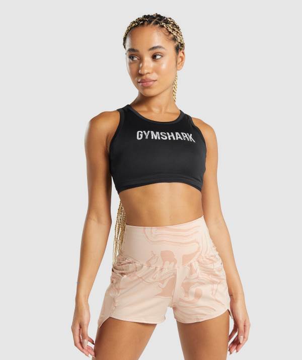 Damske Crop Top Gymshark GS Power Čierne | HE9716530